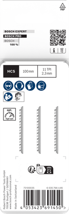 Listi za vbodno žago Bosch PRO Plastics T102H 100 mm, 3 kosi.